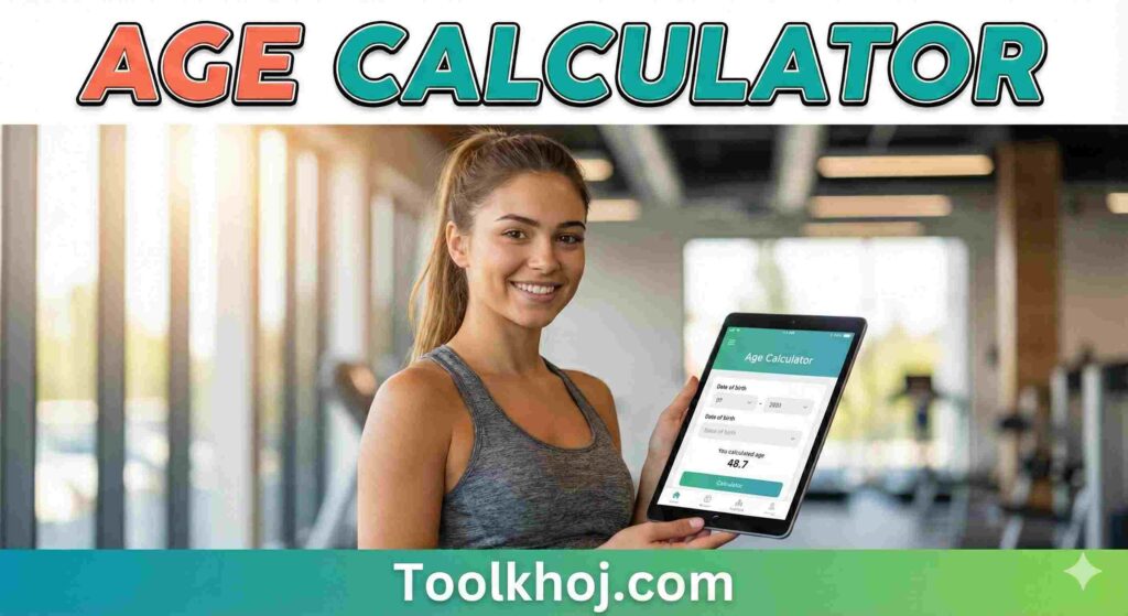 "Age Calculator tool for calculating age based on birthdate on toolkhoj.com"
