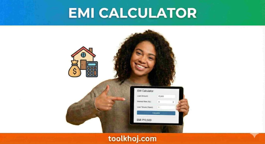 EMI Calculator tool for calculating loan EMIs on toolkhoj.com"